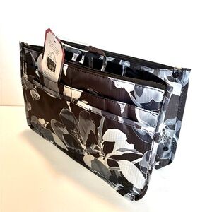 Purse Organizer-Floral Black and Gray